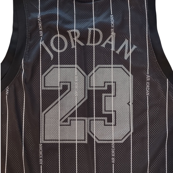 Nike Air Jordan Essentials All Over Printed Jersey Black White Pinstripe - Picture 12 of 14